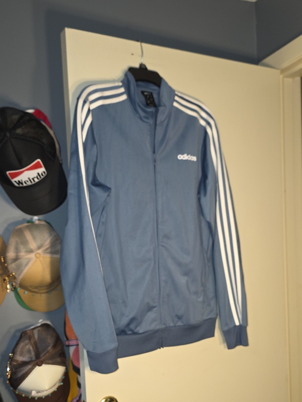 adidas Men's Light Blue Three-Stripe Track Jacket